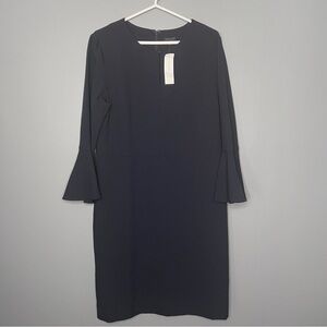 Ann Taylor Navy Blue Long Bell sleeve sheath career dress plus size 14 NWT #17